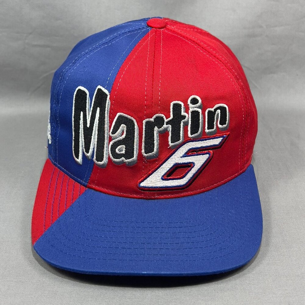 Vtg Mark Martin #6 NASCAR Snapback Hat CFS Blue Roush Racing Valvoline Ford Mens